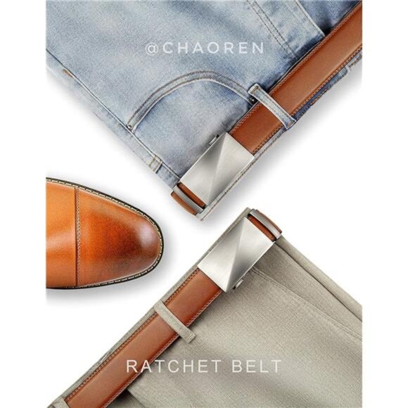 Mens Belt Leather Ratchet Belt - Customizable Fit, Effortless Style 35mm - Picture 2 of 7